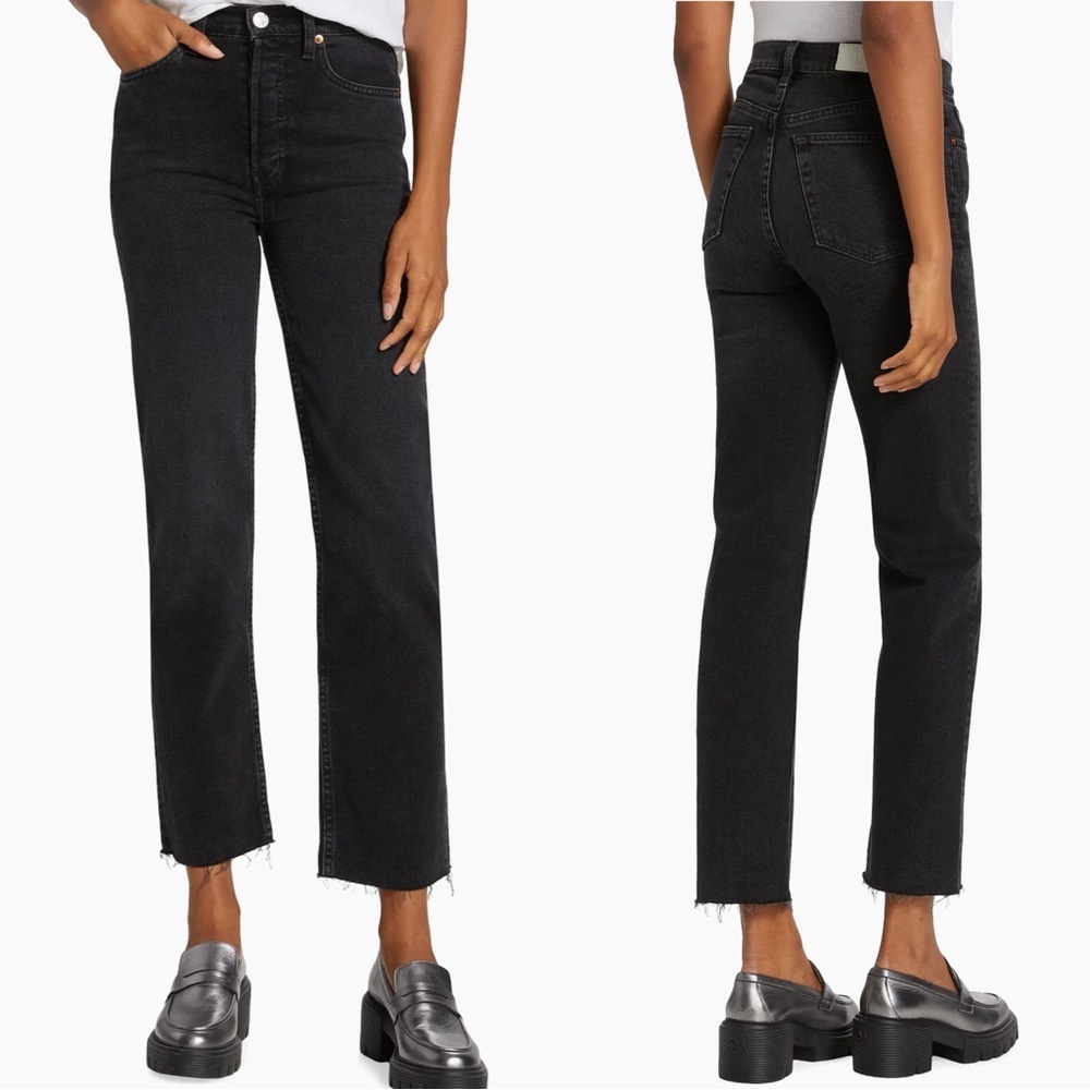 Re/done 70s Stove Pipe High-Rise Stretch Crop Jeans